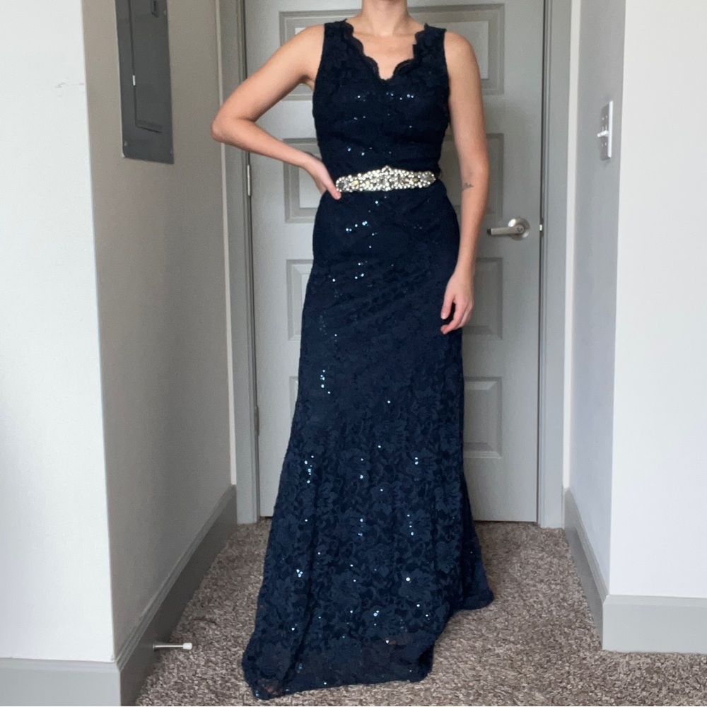 Navy sequin dress